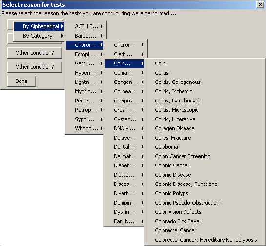 enter reason by category