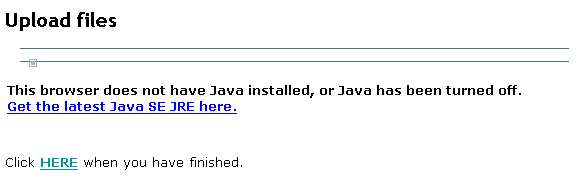 no java installed; shows link rather than installs